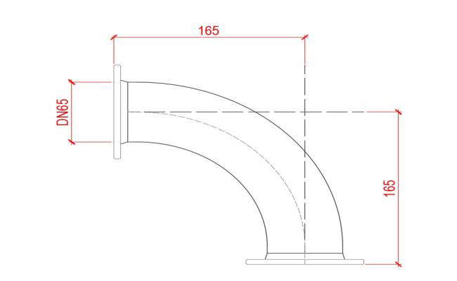  flanged bend 90° ductile iron DN65mm
