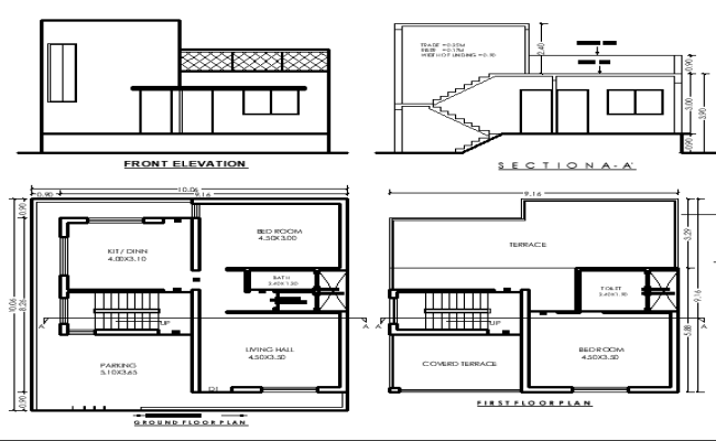Architectural 2BHK Layout with Parking in AutoCAD Format