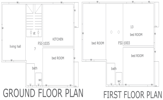 10.80x8.10m 4BHK house plan DWG ground and first floor