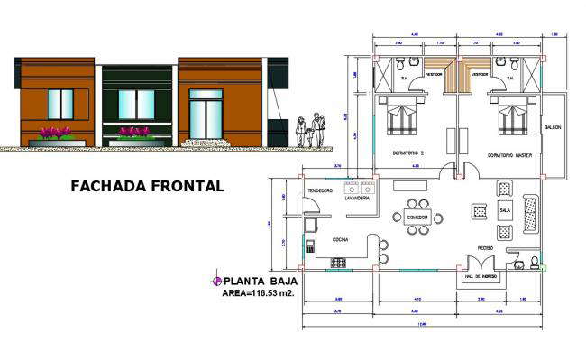 115 SQ Meter House Plan AutoCAD Drawing 