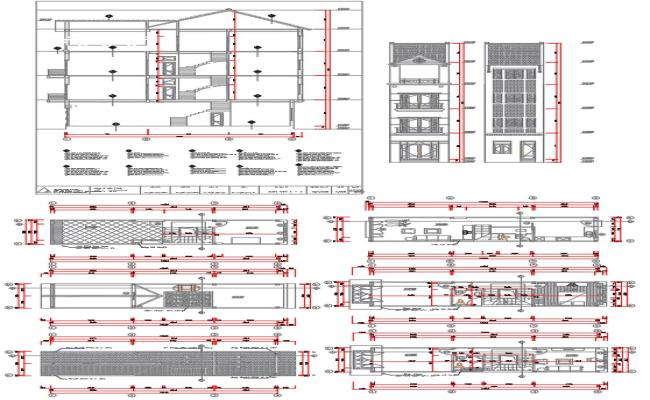 AutoCAD DWG for 14x3 Meter Thin House Structural Plan