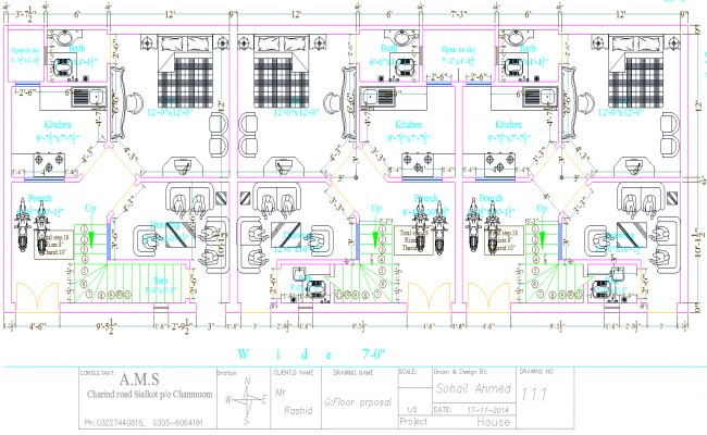 Bungalows cad drawing is given in this cad file. Download this cad file now.