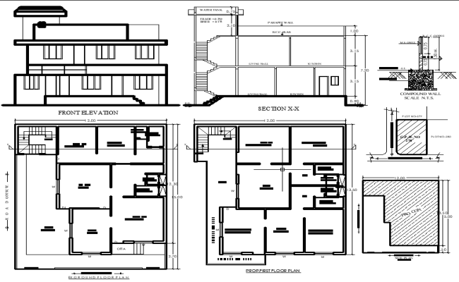 15x12m Residential CAD Plan with Parking and Lobby Design