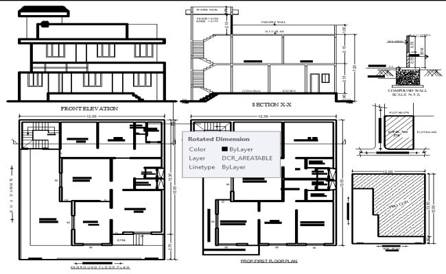 15x12m Residential Floor Plan for Spacious 4BHK House