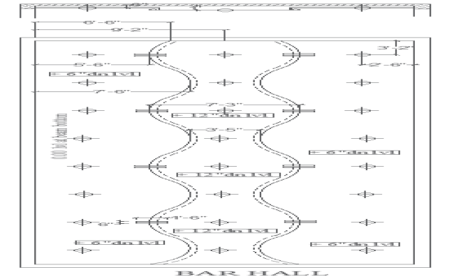 19.10ft x 58.11ft Bar Hall Beam Layout Plan AutoCAD DWG File