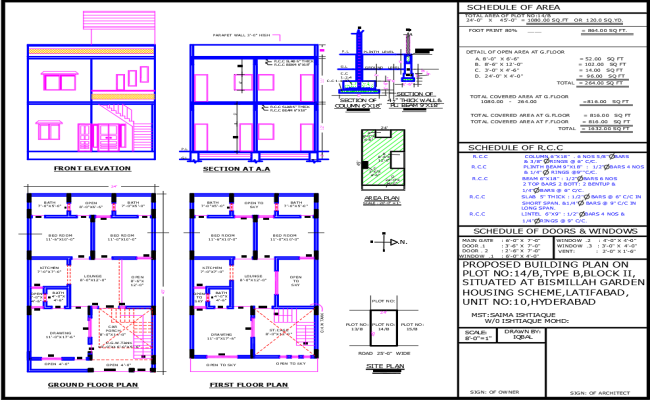 24x45 Two Storey House Plan with 4 Bedrooms and Car Porch