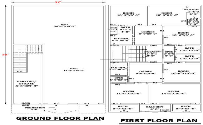 Grand Residence House Plan 27'x50' AutoCAD DWG Layout 
