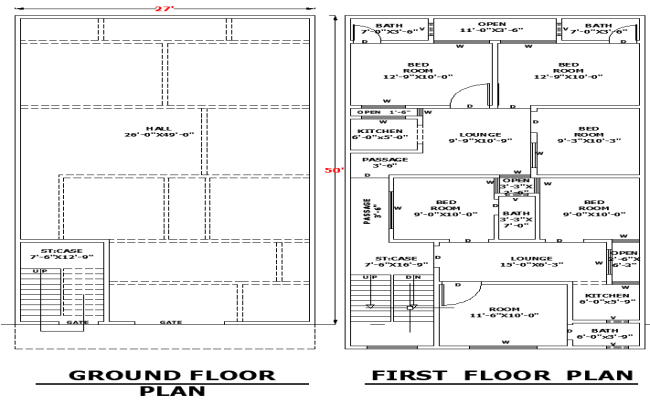 27'x50' Grand Residence House Plan with AutoCAD DWG Design