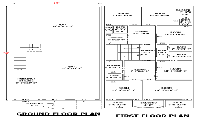 27'x50' Grand Residence House Plan AutoCAD DWG Design