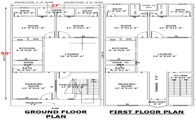 27x50 Home Architectural Layout Plan DWG for CAD Design