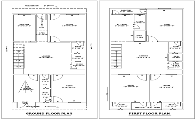 27x50 Home Architectural Layout Plan DWG for Residential Use
