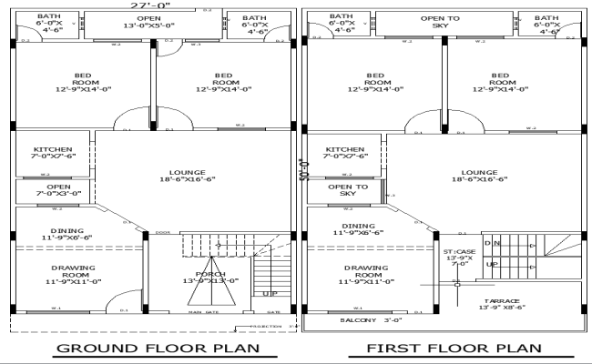 27x50 Home Layout Plan DWG File for Efficient Space Use