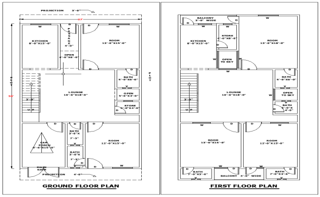 27x50 Home Layout Plan DWG File for Residential Design