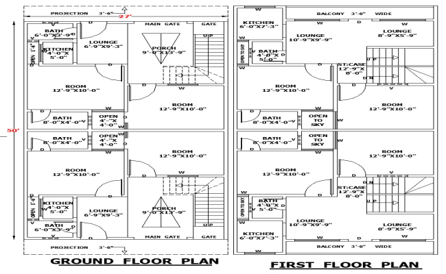 27x50 Home Layout DWG File for Residential Floor Design