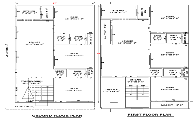 27x50 Home Layout Plan DWG File for Residential Building