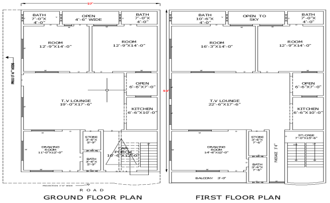 27x50 Home Layout Plan DWG File with Detailed Floor Design