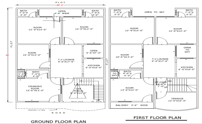 28'x50' Home Architectural Plan with AutoCAD DWG Design