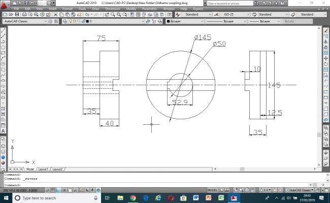 2D autocad drawing of Oldhams coupling
