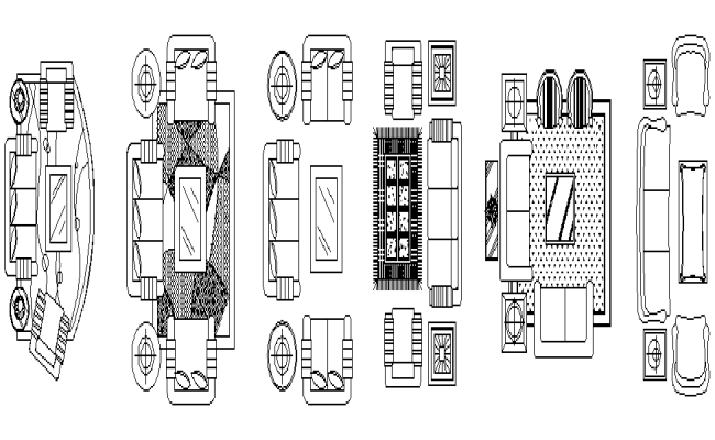 2D CAD Living Room Furniture Layout DWG File