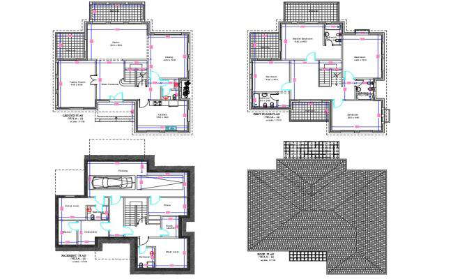 2D Cad drawing file having the  Individual villa floor plan with car park facilities(Duplex House).Download the AutoCAD 2D DWG file. 