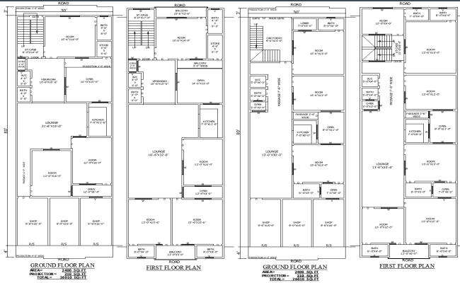 30x87 Residential and Commercial Floor Plan in DWG File