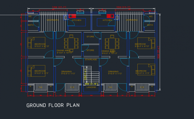 2 BHK Apartment Plan Drawing