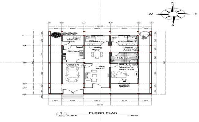 2x15 Meter 3BHK Farmhouse Architecture Floor Plan-AutoCAD DWG Files
