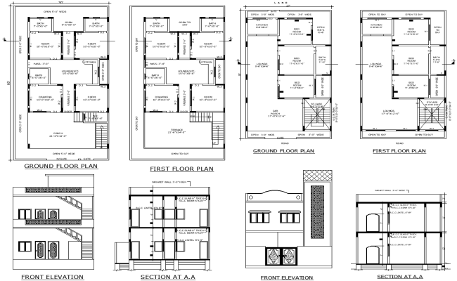 3BHK Home Design on 30x60 Plot with AutoCAD DWG Plan