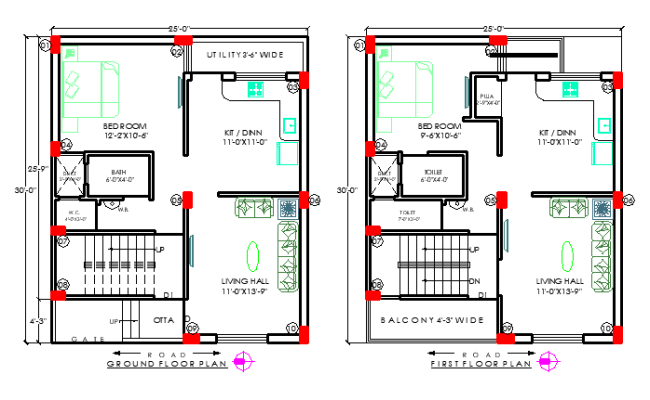 30'x25' Single-Storey House Plan with Modern Room Layout