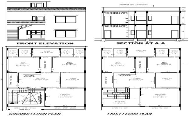 30x54 Single-Storey House Plan in AutoCAD DWG Format