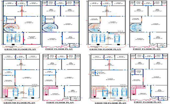 30'x60' House Floor Plans with Detailed Ground and First Floors