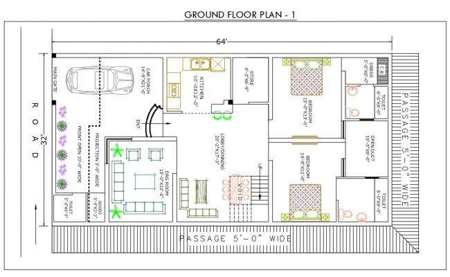 32 X 64 House Floor Plan