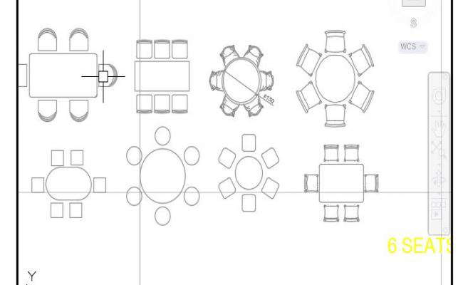 6 Seater Dining Table AutoCAD DWG Block for Design