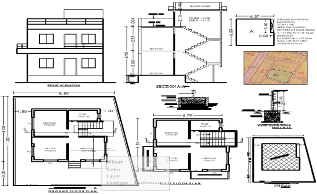 6.5m x 5.79m Architectural Plan with Elevation & Section