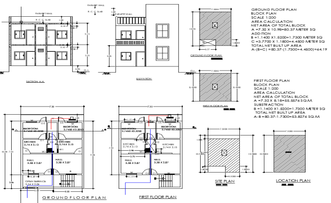 7.92x7.32m Residential House Plan with Elevation Design