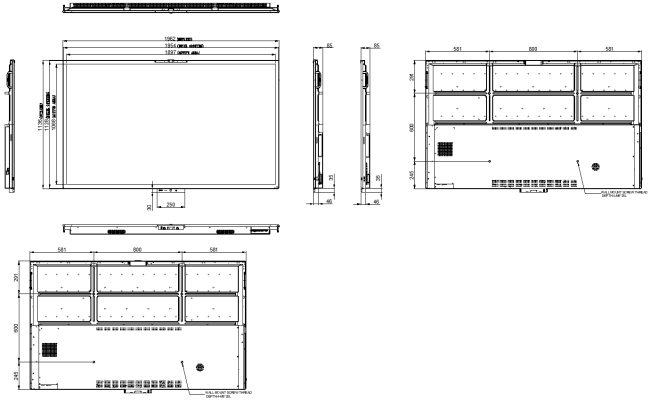 86inches LED  CE series front and rear elevation DWG AutoCAD file
