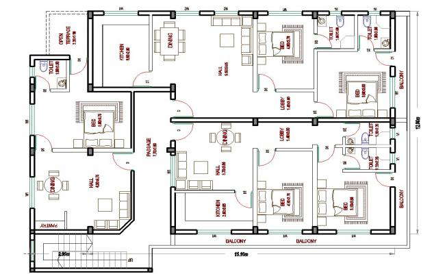 Residential House Floor Plan Design in AutoCAD DWG File