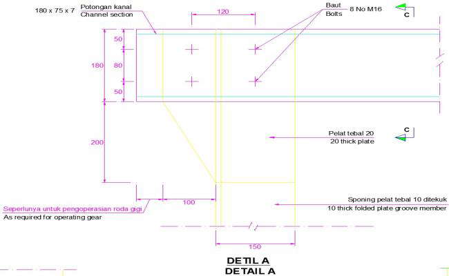 A detail plan of the gate is given in this AutoCAD file
