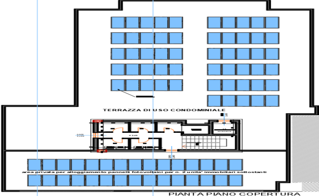 Apartment Roof Plan DWG with Solar Panel Layout
