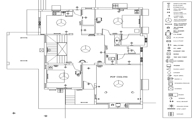 Architectural House Plan with Electrical Details in DWG File 