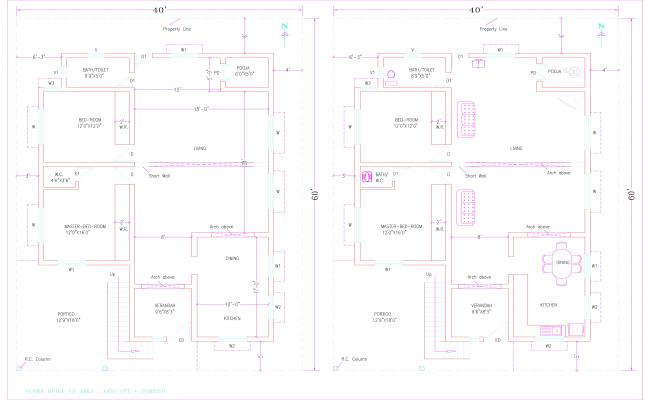 Architectural house floor plans for G+1 Building