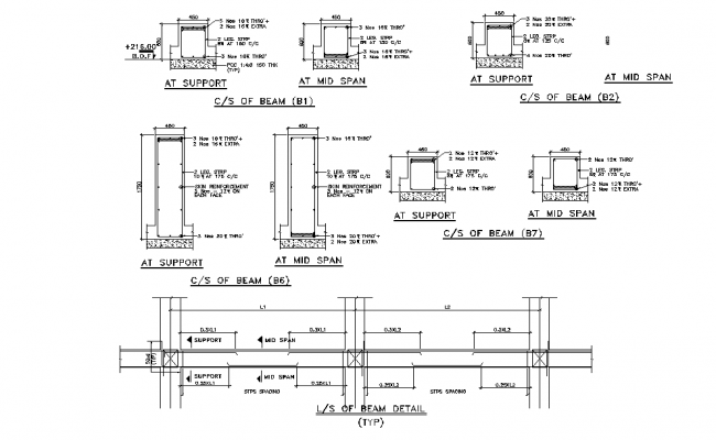 Beam detail drawing provided in this AutoCAD file.  Download this 2d autocad drawing file.