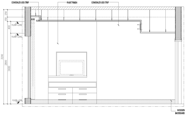 Bedroom TV unit cabinet detail DWG AutoCAD file