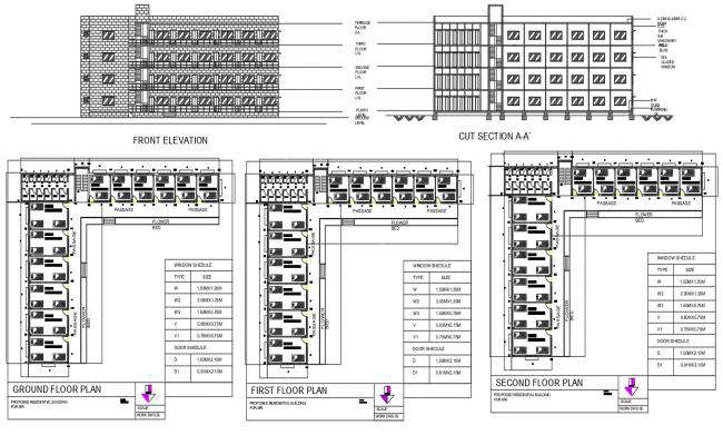 Boys Hostel project for design with DWG file