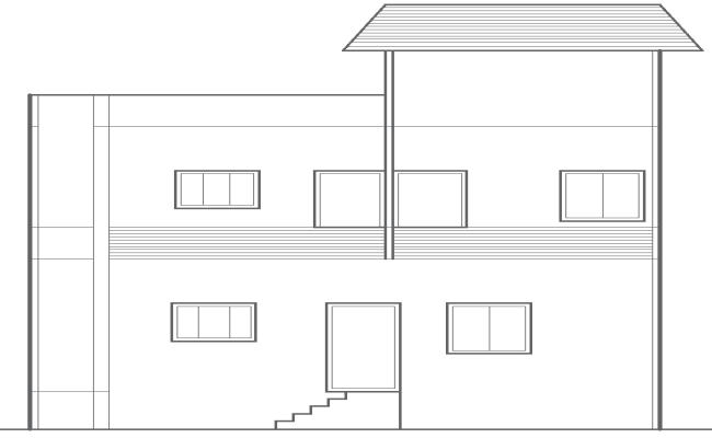 Bungalow Front Elevation Layout Design AutoCAD DWG Download 
