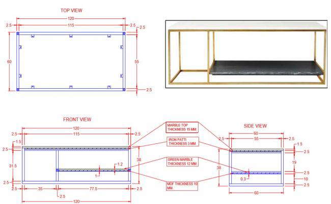 Coffee Open Table For Design size 120x60x380CM PDF File 