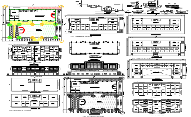 Commercial Complex Design with Detail Floor Plan in DWG File