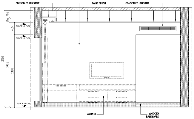 Concealed led strip details dwg autocad drawing .