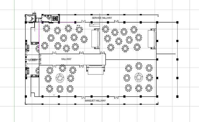 Modern Convention Hall Floor Plan Layout Design in DWG File