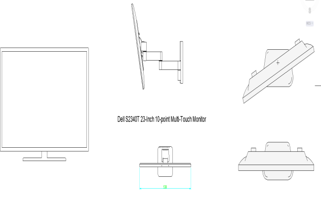 Dell S2340T 23 Inch Monitor CAD Block in DWG Format